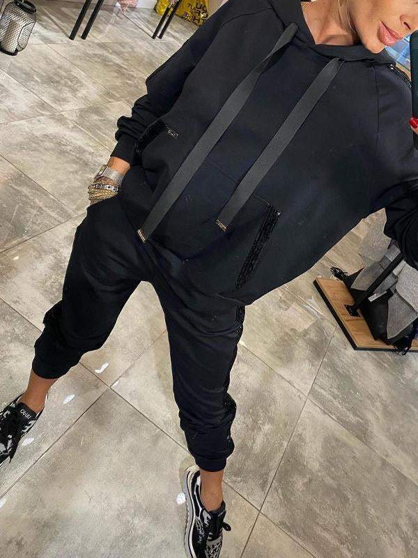 🌷New for autumn✨Women’s Drawstring Hooded Tops & Pants 2-Piece Set