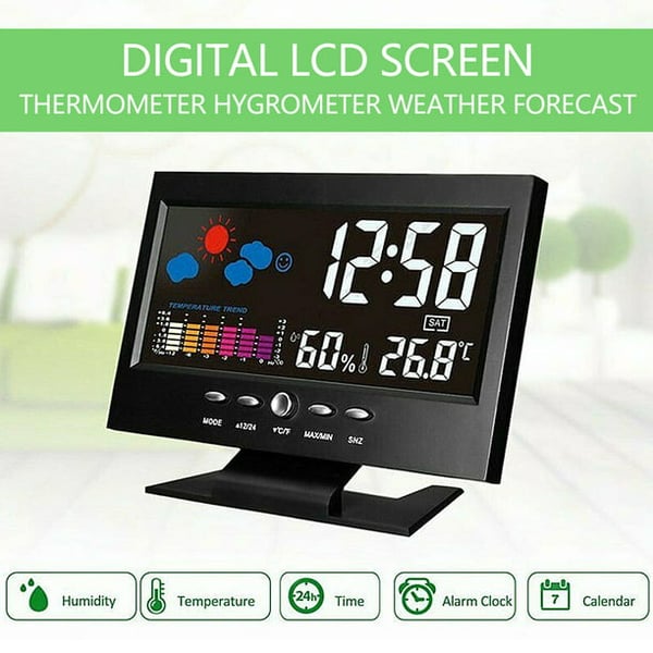 🔥Last Day Sale 49%🔥Digital LED Temperature Humidity Monitor Weather Forecast LED Table Alarm Clock