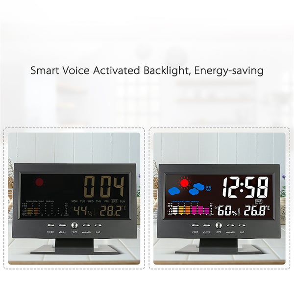🔥Last Day Sale 49%🔥Digital LED Temperature Humidity Monitor Weather Forecast LED Table Alarm Clock