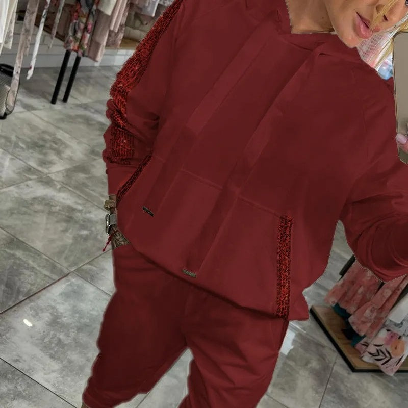 🌷New for autumn✨Women’s Drawstring Hooded Tops & Pants 2-Piece Set