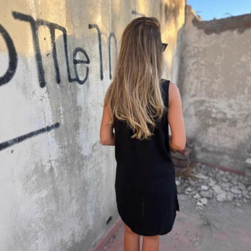 š„NEW HOT SALEš„Women's Sleeveless Button Pocket V-Neck Dress