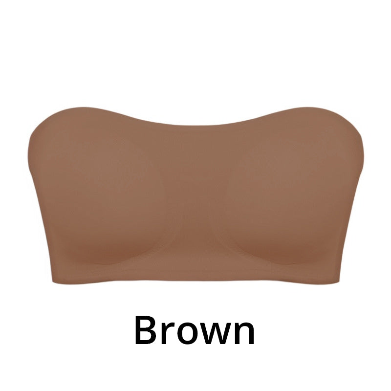 Women's Non-Slip Strapless Wireless Bra with Crossover Side Closure