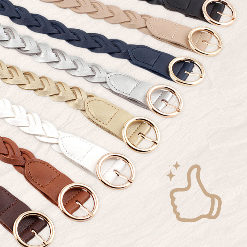 Women's Fashion Braided Leather Belt 23mm