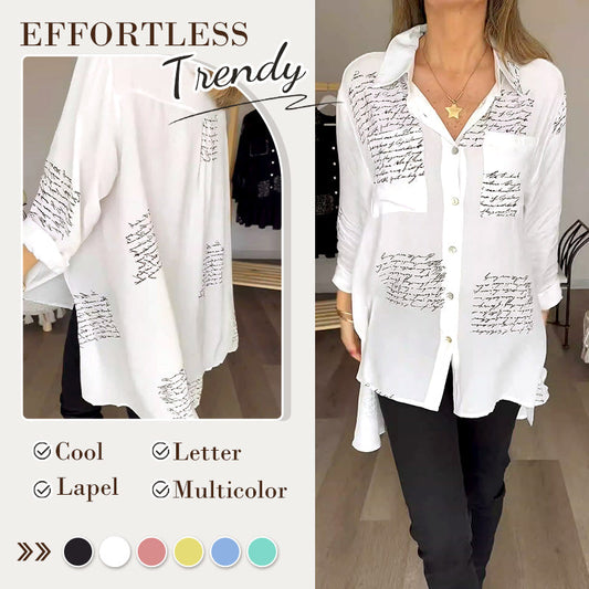 🎁Hot Sale 55%OFF💖Letter Print Fashion Lapel Shirt