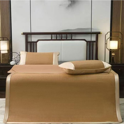 Summer Ice Silk Rattan Mat Bed Sheet 3-piece Set