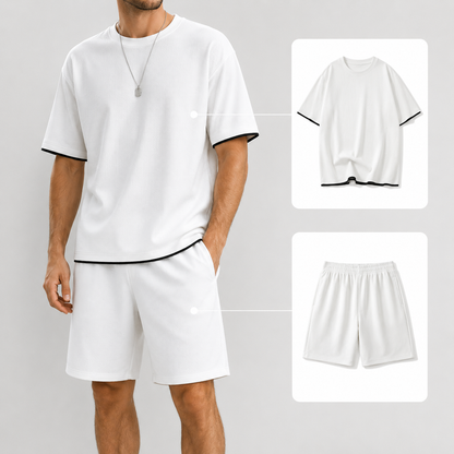 Men's Waffle Knit T-Shirt & Shorts Set 👕🩳 Cosy Texture, Cool Vibe – Your Go-To for Laid-Back Days ✨