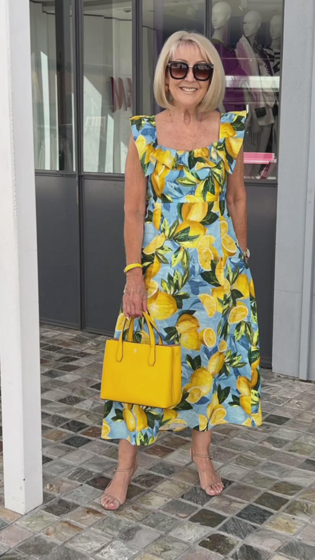 Plus Size Lemon Printing Tunic Dress