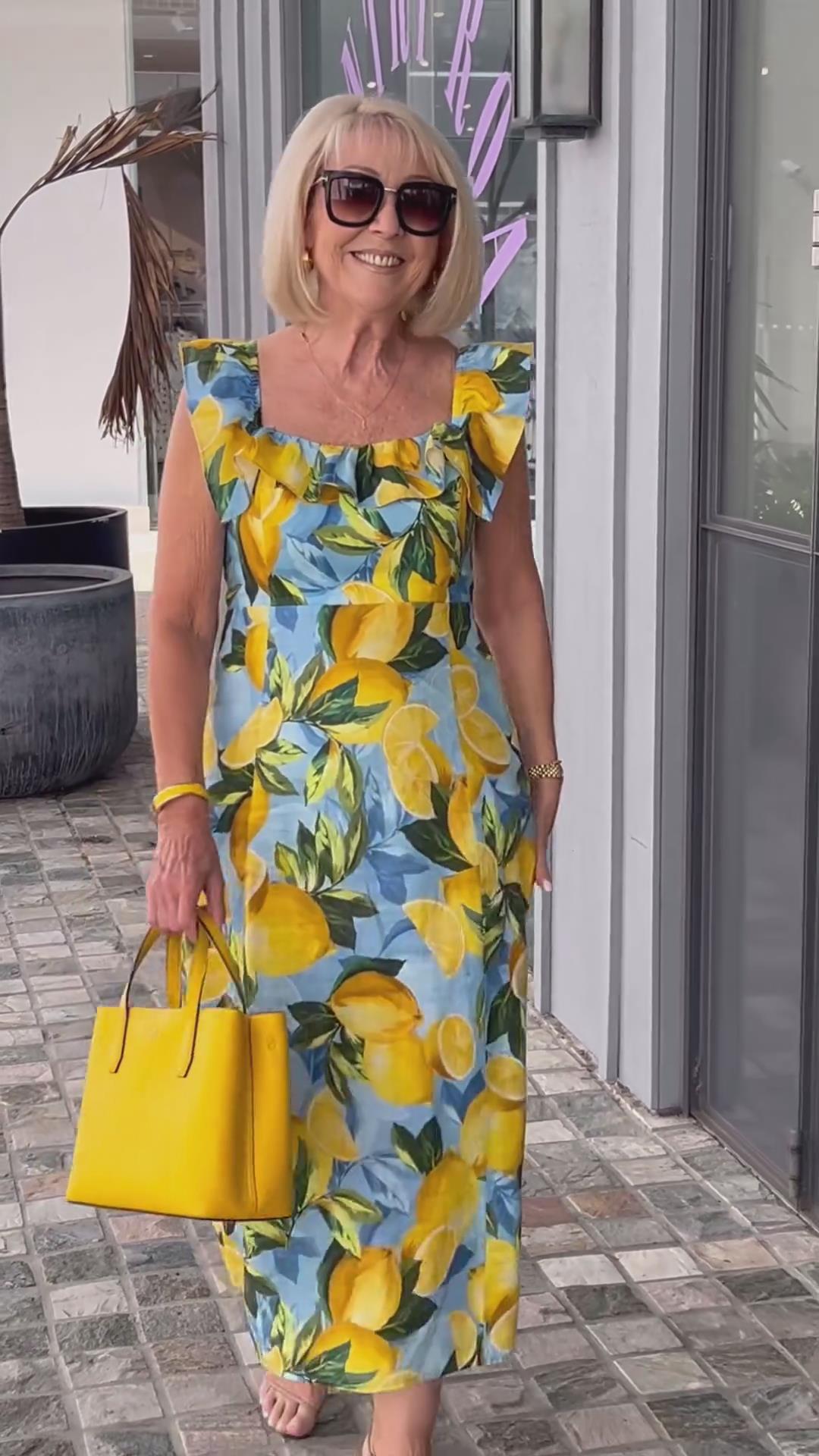 Plus Size Lemon Printing Tunic Dress