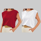 💖Limited Sale 50% OFF💖Solid Color Round Neck Cap Sleeve Top