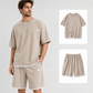 Men's Waffle Knit T-Shirt & Shorts Set 👕🩳 Cosy Texture, Cool Vibe – Your Go-To for Laid-Back Days ✨