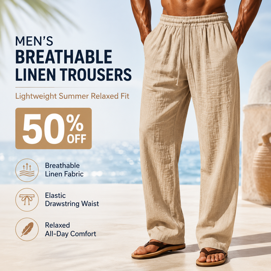 🔥While Supplies Last 50% OFF!🎉 Men's Breathable Linen Trousers – Lightweight Summer Relaxed Fit ✨🌬️