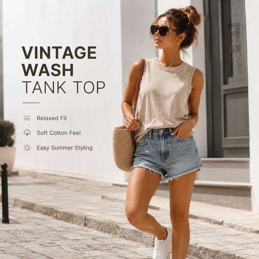 💪 50% OFF NOW! 👕 Vintage Wash Sleeveless Tank Top – Soft Cotton Feel & Relaxed Summer Fit✨