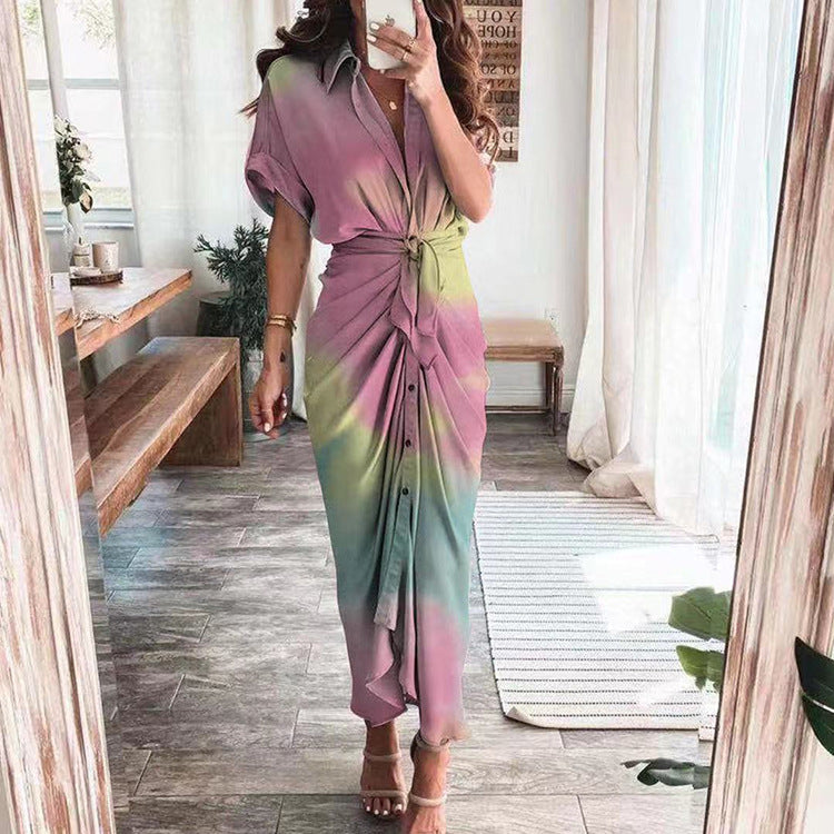 🔥New Arrival - 50% OFF🔥Women Satin Button Shirt Dress