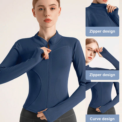 New Stand-Up Neck Covering Yoga Coat for Women