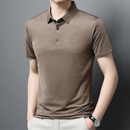 Men’s Casual Ice Silk Lapel T-shirt