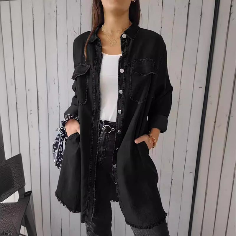 🤠Women’s Faux Denim Comfortable Lapel Coat Shirt 🩵