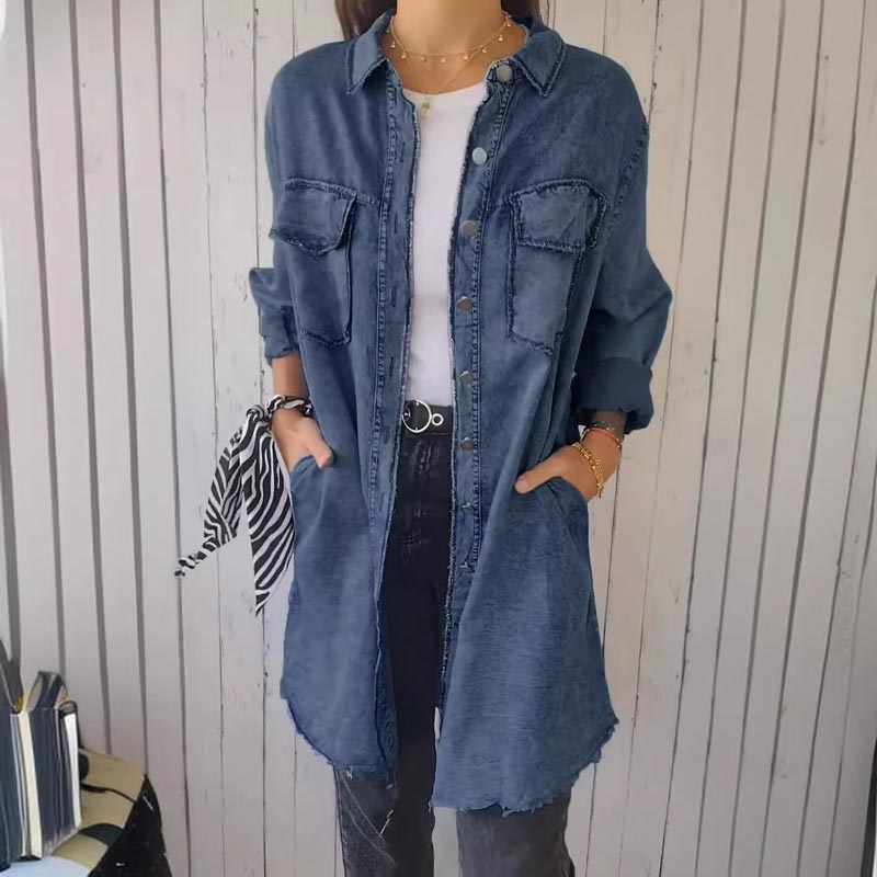 🤠Women’s Faux Denim Comfortable Lapel Coat Shirt 🩵