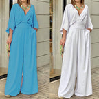 💞Women's Elegant V-Neck Wide Leg Jumpsuit💫