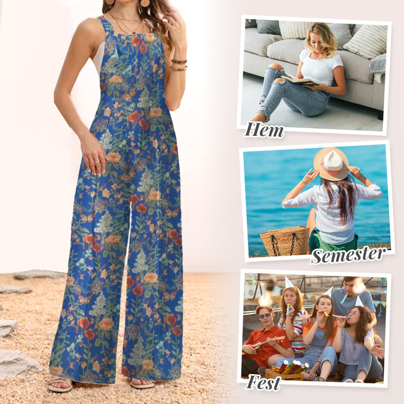 Casual Floral Loose Wide Leg Jumpsuits