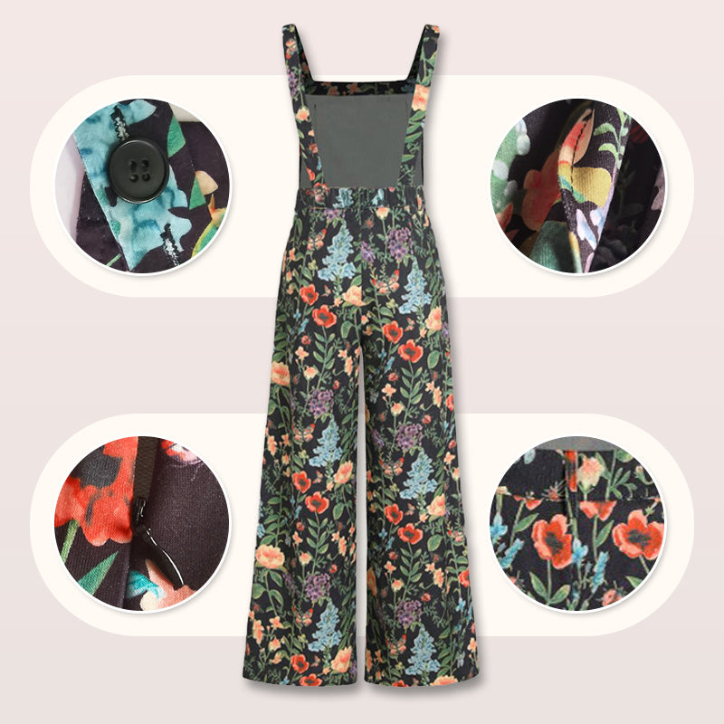 Casual Floral Loose Wide Leg Jumpsuits