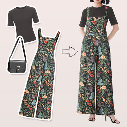 Casual Floral Loose Wide Leg Jumpsuits