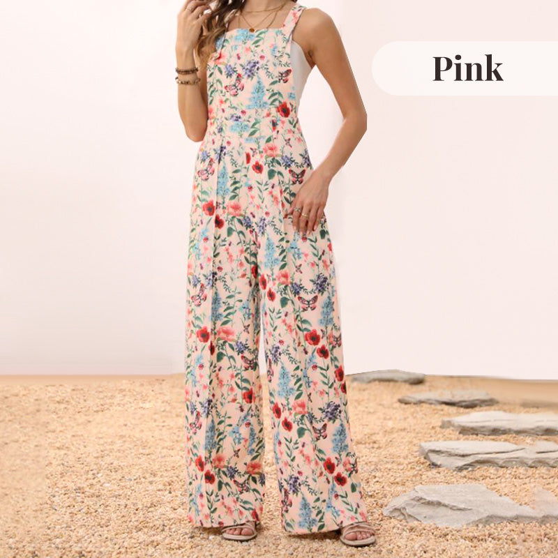 Casual Floral Loose Wide Leg Jumpsuits