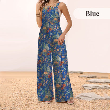 Casual Floral Loose Wide Leg Jumpsuits