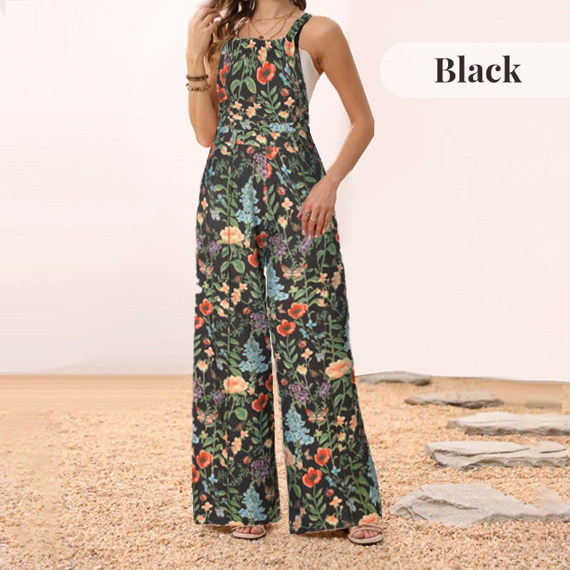 Casual Floral Loose Wide Leg Jumpsuits