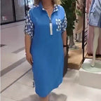 Women's Patchwork Knee-length Dress-Free shipping