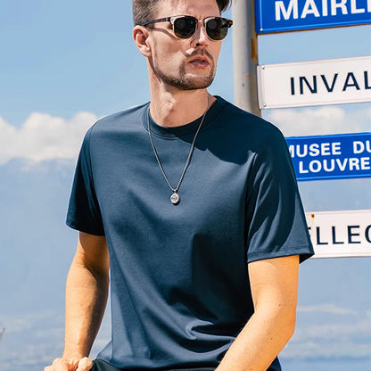 Classic Round Neck Short Sleeve Cotton T-Shirt