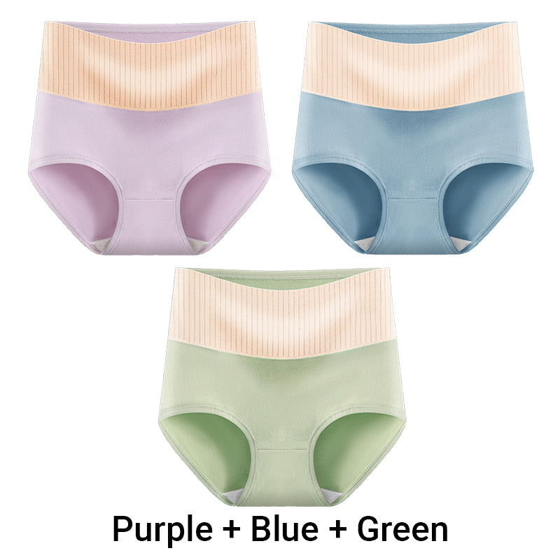 3pcs Women's High Waisted Breathable Antibacterial Soft Underwear