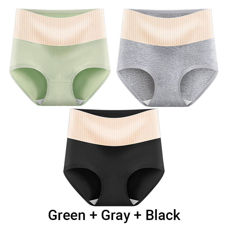 3pcs Women's High Waisted Breathable Antibacterial Soft Underwear