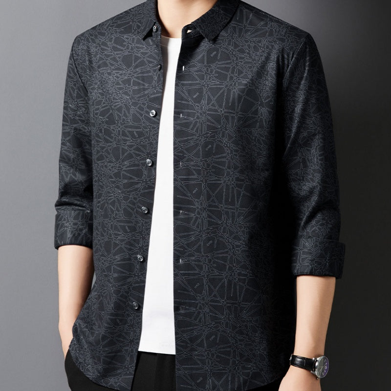 Men’s Stylish Printed Lightweight Long-Sleeve Shirt