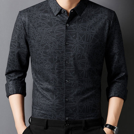 Men’s Stylish Printed Lightweight Long-Sleeve Shirt