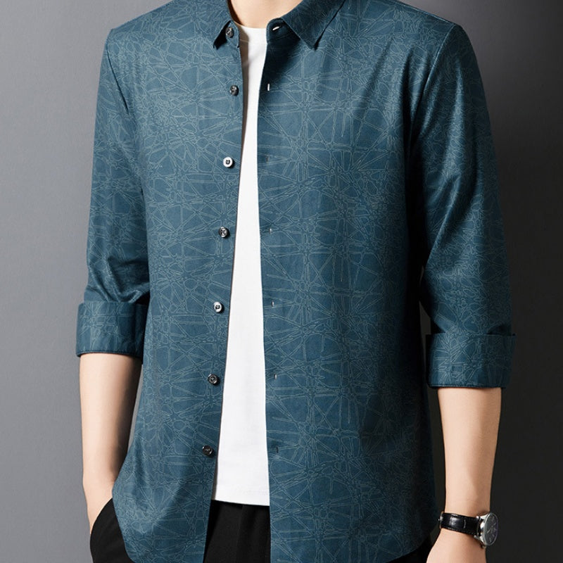 Men’s Stylish Printed Lightweight Long-Sleeve Shirt