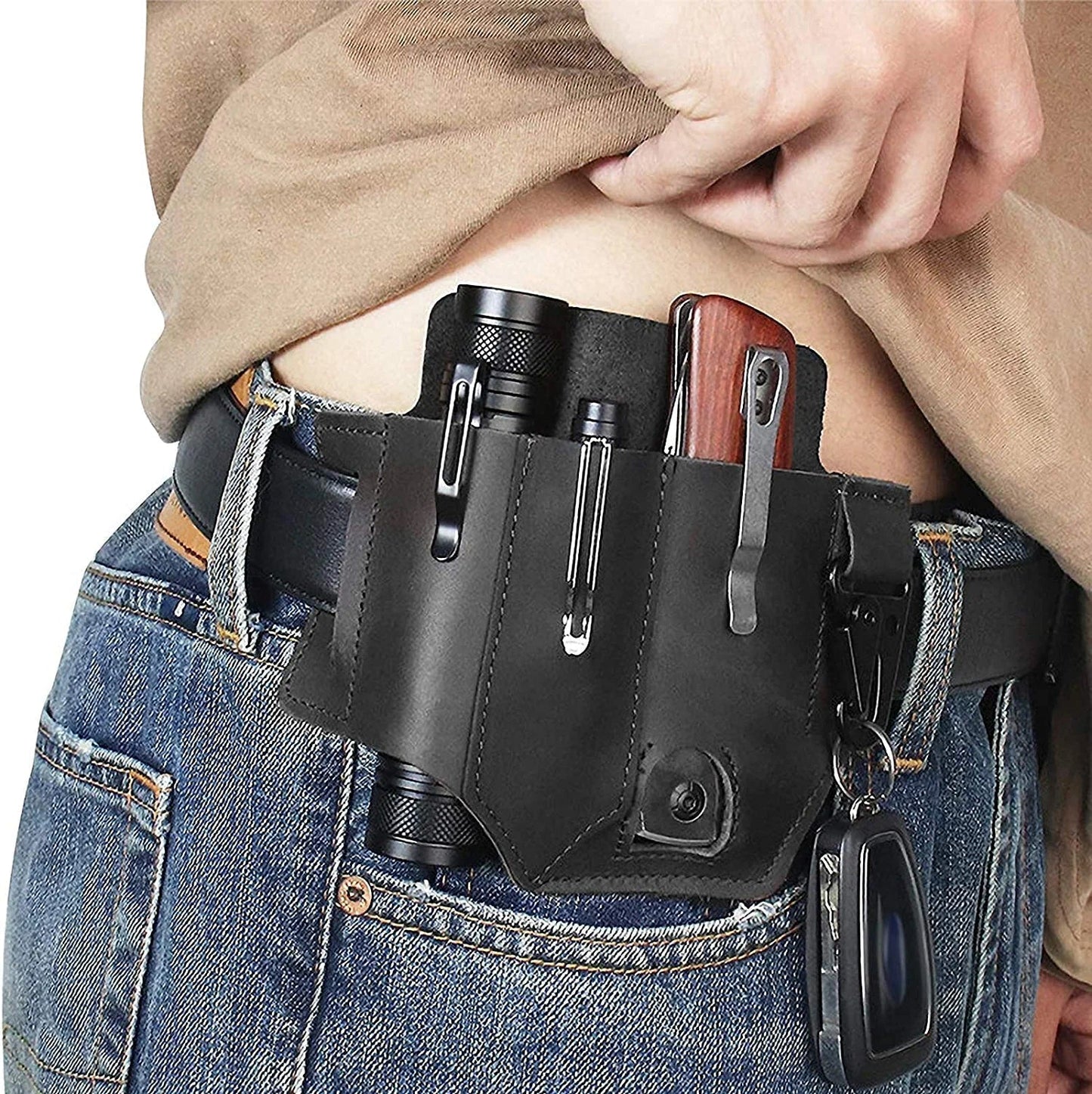 Tactical leather multi-tool belt bag