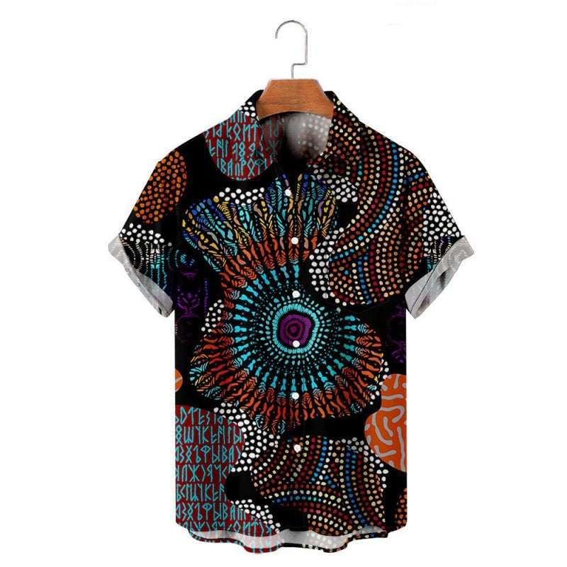 Men’s Trendy Print Loose Fit Short Sleeve Beach Shirt