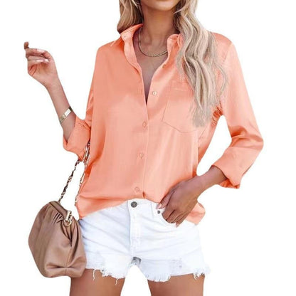 Women's Business Casual Lapel Long Sleeve Shirt