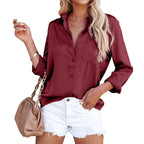 Women's Business Casual Lapel Long Sleeve Shirt