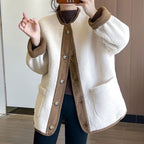 Women's Solid Button Down Coats with Pockets