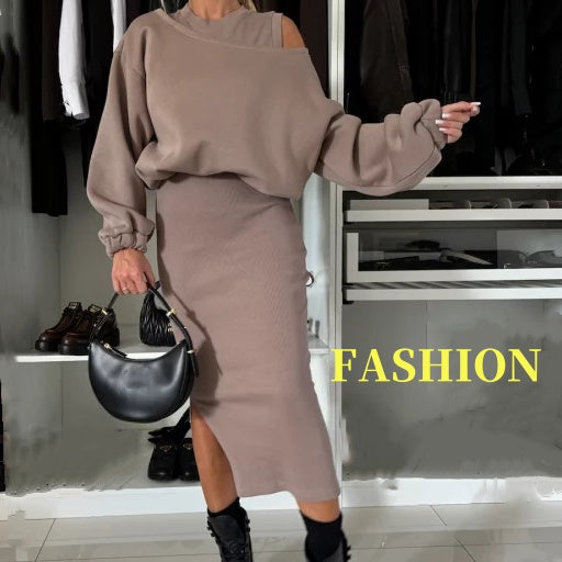 Women's Sweatshirt & Sleeveless Dress 2-Piece Set