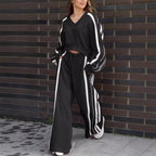 V-Neck Sweatshirt & Wide-Leg Pants 2-Piece Set