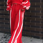 V-Neck Sweatshirt & Wide-Leg Pants 2-Piece Set