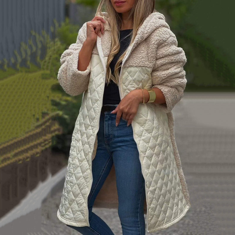 50% Off🔥 Women's Cozy Quilted Sherpa Coat with Hood