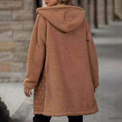 50% Off🔥 Women's Cozy Quilted Sherpa Coat with Hood