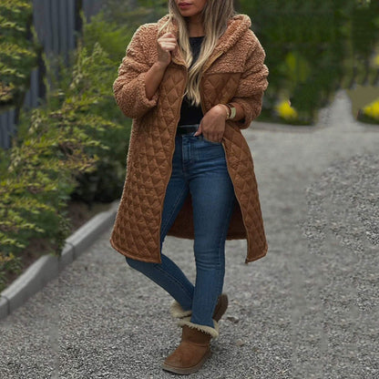 50% Off🔥 Women's Cozy Quilted Sherpa Coat with Hood