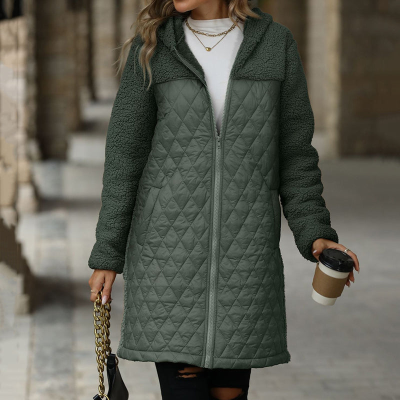 50% Off🔥 Women's Cozy Quilted Sherpa Coat with Hood