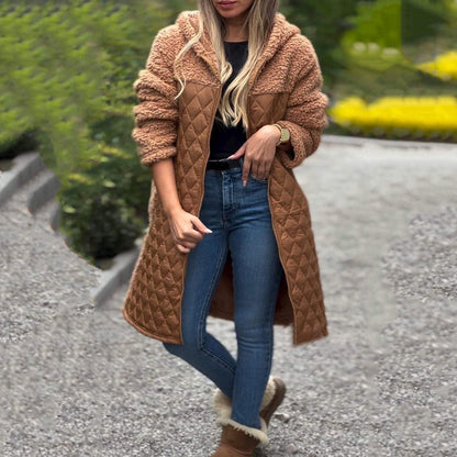 50% Off🔥 Women's Cozy Quilted Sherpa Coat with Hood