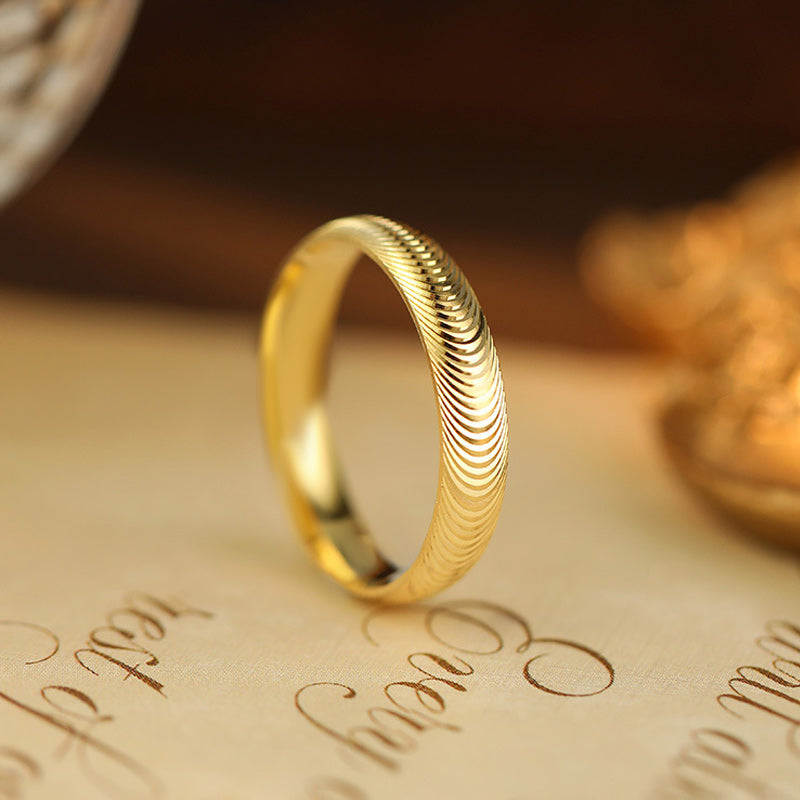 Women's Fashion Golden Textured Ring