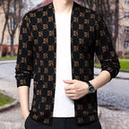 Men's Casual Print Open Front Coats